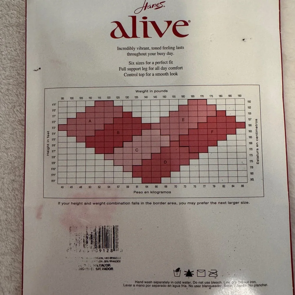 Hanes Alive Pantyhose Women Size C Barely Black Full Support Control Top 2 Pack